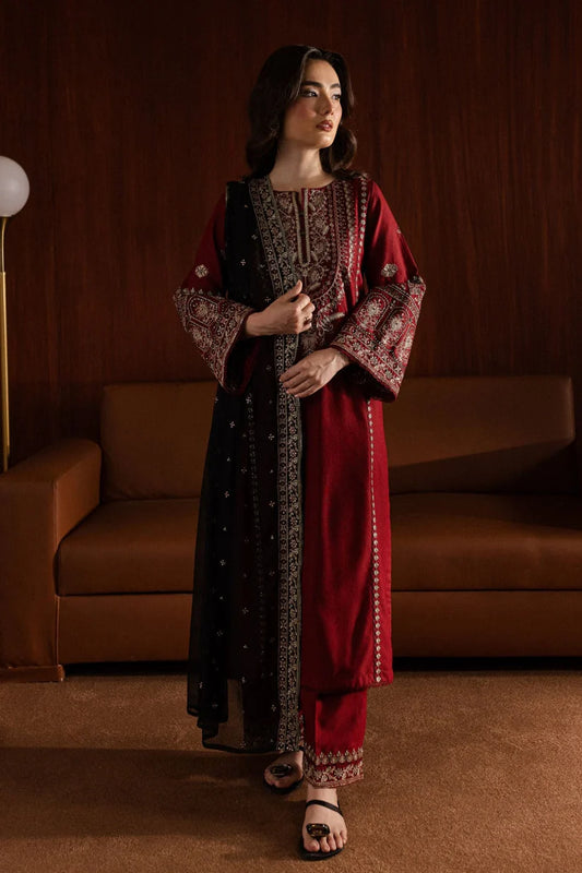 BATIK-3PC DHANAK EMBROIDERED SHIRT WITH CHIFFON EMBROIDERED DUPATTA AND EMB TROUSER-W.J-1782