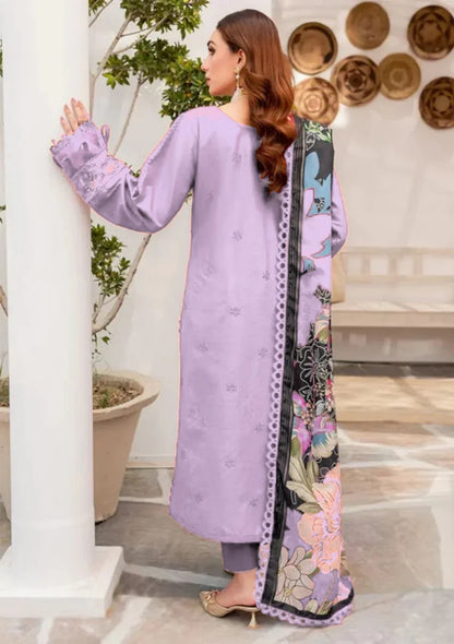 MARIA B-3PC CHIKENKAARI LAWN EMBROIDERED SHIRT WITH MONARK PRINT DUPATTA AND TROUSER-W.J-1761