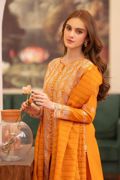 MIRAKHI - 3PC LAWN CHIKENKAARI EMBROIDERED SHIRT WITH LAWN TUBE SLUB DUPATTA AND TROUSER-W.J-1748