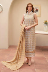MIRAKHI - 3PC LAWN CHIKENKAARI EMBROIDERED SHIRT WITH LAWN TUBE SLUB DUPATTA AND TROUSER-W.J-6100