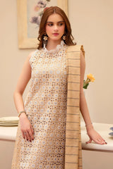 MIRAKHI - 3PC LAWN CHIKENKAARI EMBROIDERED SHIRT WITH LAWN TUBE SLUB DUPATTA AND TROUSER-W.J-6100