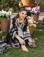 ELAF-3PC LAWN HEAVY EMBROIDERED SHIRT WITH CHIFFON PRINTED DUPATTA AND TROUSER-W.J-4723