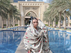 WEARJORA-3PC KARANDI PRINTED EMBROIDERED SHIRT WITH KARANDI PRINTED EMB SHAWL & PRINTED TROUSER-W.J-0125