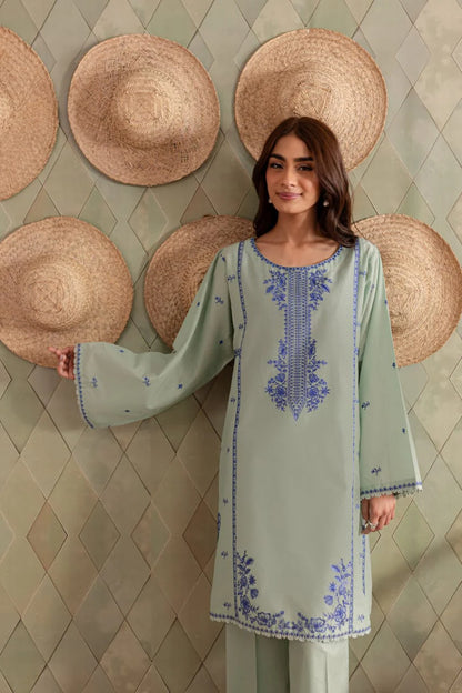 JAMIZ-2PC DHANAK EMBROIDRED SHIRT WITH AND TROUSER-W.J-1113