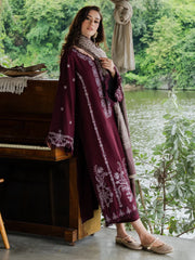 YARDS-3PC DHANAK EMBROIDERED SHIRT WITH COUTRAI PRINTED SHAWL AND TROUSER-W.J-5267