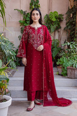 BATIK-3PC DHANAK EMBROIDERED SHIRT WITH CHIFFON EMBROIDERED DUPATTA AND TROUSER-W.J-5019