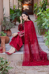 BATIK-3PC DHANAK EMBROIDERED SHIRT WITH CHIFFON EMBROIDERED DUPATTA AND TROUSER-W.J-5019