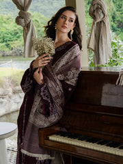 YARDS-3PC DHANAK EMBROIDERED SHIRT WITH COUTRAI PRINTED SHAWL AND TROUSER-W.J-5267