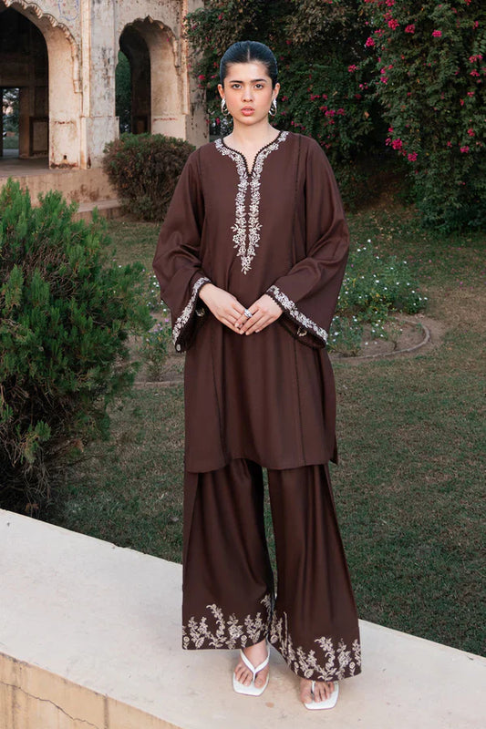 ZIVA-2PC DHANAK EMBROIDERED SHIRT WITH DHANAK EMBROIDERED TROUSER-W.J-1339