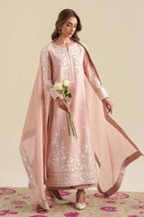 ZAIB-3PC DHANAK EMBROIDERED SHIRT WITH CHIFFON EMB DUPATTA AND TROUSER-W.J-5167
