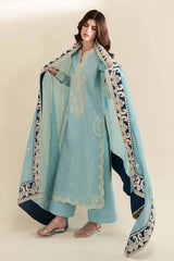 ZAIB-3PC DHANAK EMBROIDERED SHIRT WITH CHIFFON EMB DUPATTA AND TROUSER-W.J-5088