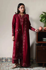 ZAIB-3PC DHANAK EMBROIDERED SHIRT WITH DHANAK EMBROIDERED SHAWL AND TROUSER-W.J-5031