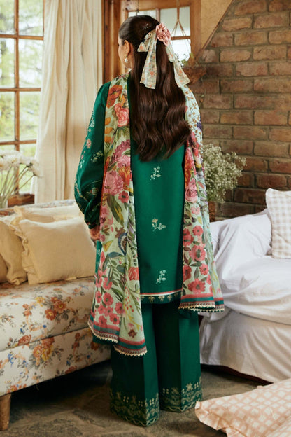 ZARA SHAHJAHAN-3PC LAWN EMBROIDERED SHIRT WITH MONARK PRINT DUPATTA & EMBROIDERED TROUSER-W.J-1510