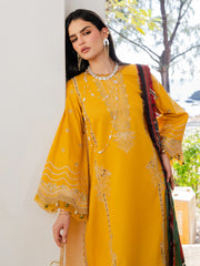 IZEL-3PC LAWN EMBROIDERED SHIRT WITH CHIFFON PRINT DUPATTA AND EMB TROUSER-W.J-4821