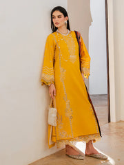 IZEL-3PC LAWN EMBROIDERED SHIRT WITH CHIFFON PRINT DUPATTA AND EMB TROUSER-W.J-4821