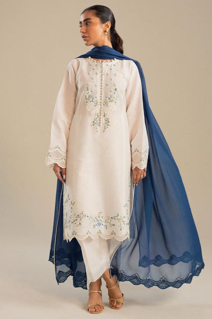 ZAHRA SHAH JAHAN 3PC DHANAK EMBROIDERED SHIRT WITH BAMBER CHIFFON EMBROIDERED DUPATTA AND TROUSER-W.J-1266