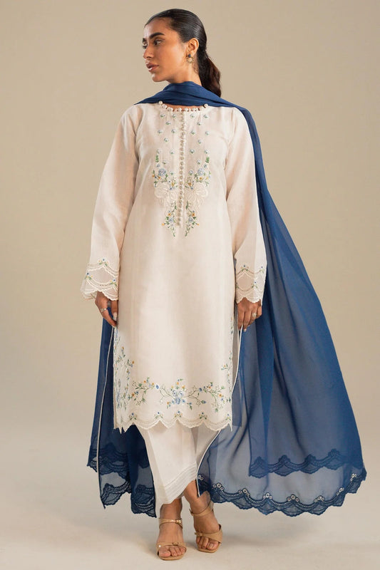 ZAHRA SHAH JAHAN 3PC DHANAK EMBROIDERED SHIRT WITH BAMBER CHIFFON EMBROIDERED DUPATTA AND TROUSER-W.J-1266