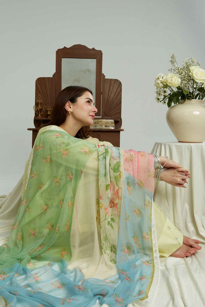 ZARASHAHJAHAN-3PC LAWN EMBROIDERED SHIRT WITH MONARK PRINT DUPATTA & EMB TROUSER -W.J-1533