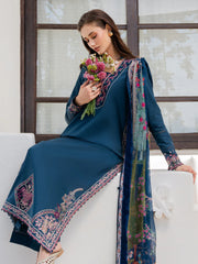 IZEL-3PC LAWN EMBROIDERED SHIRT WITH CHIFFON PRINTED DUPATTA AND TROUSER-W.J-4846