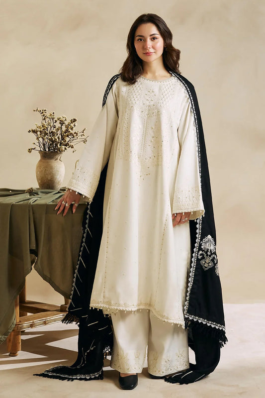 COCO BY ZARASHAHJAHAN - 3PC DHANAK SHIRT WITH SLUB DHANAK PRINT SHAWL-W.J-1160