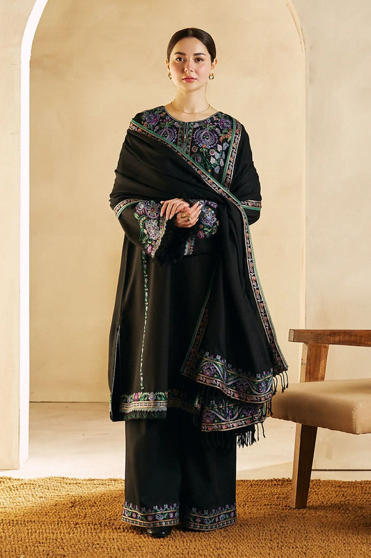 ZARA SHAH JAHAN- 3PC DHANAK EMBROIDERED SHIRT DHANAK EMBROIDERED SHAWL AND TROUSER-W.J-1051