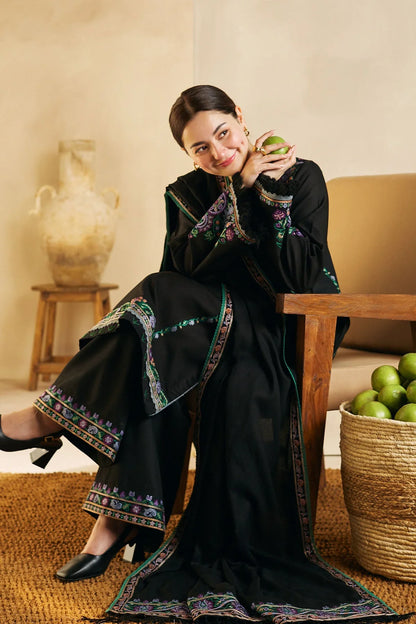 ZARA SHAH JAHAN- 3PC DHANAK EMBROIDERED SHIRT DHANAK EMBROIDERED SHAWL AND TROUSER-W.J-1051