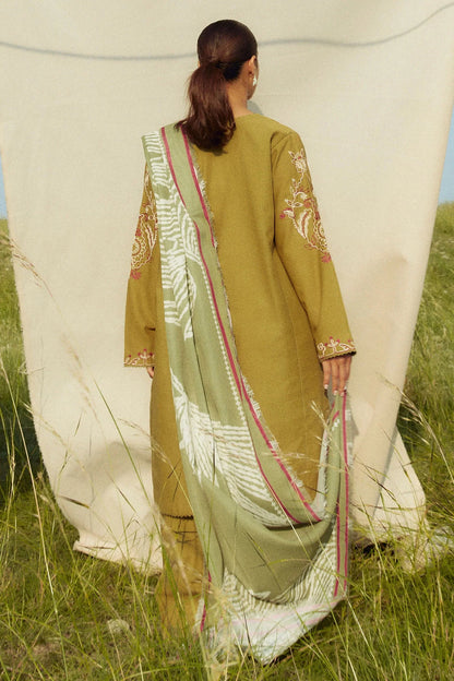 ZARA SHAHJAHAN- 3PC DHANAK EMBROIDERED SHIRT WITH WOOL PRINT SHAWL AND TROUSER-W.J-1081