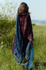 ZARASHAHJAHAN-3PC DHANAK EMBROIDERED SHIRT WITH WOOL PRINTED SHAWL AND TROUSER-W.J-4045