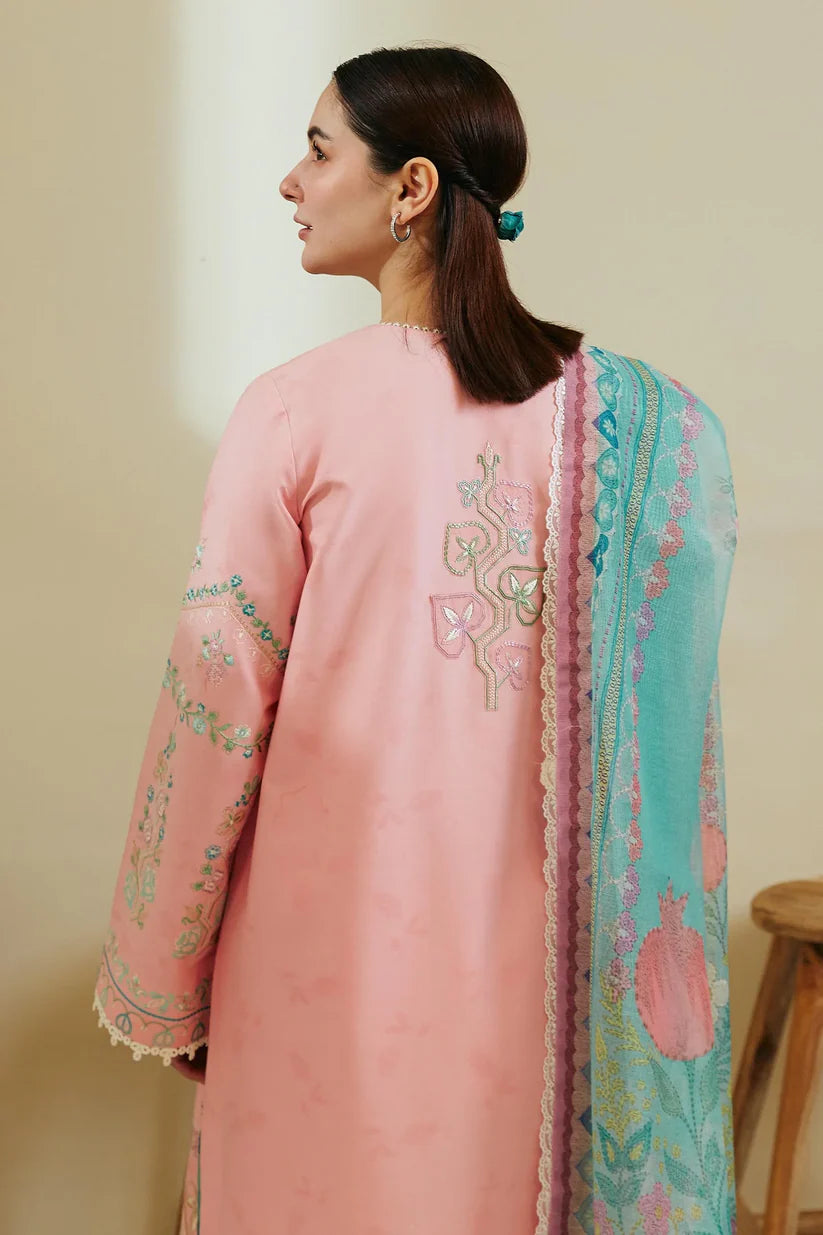 ZAHRA SHAHJAHAN- 3PC LAWN EMBROIDERED SHIRT WITH DIAMOND PRINT DUPATTA-W.J-1422