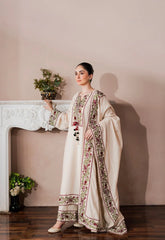 ZAIB-3PC KARANDI EMBROIDERED SHIRT WITH KARANDI EMB SHAWL AND EMB TROUSER-W.J-5213