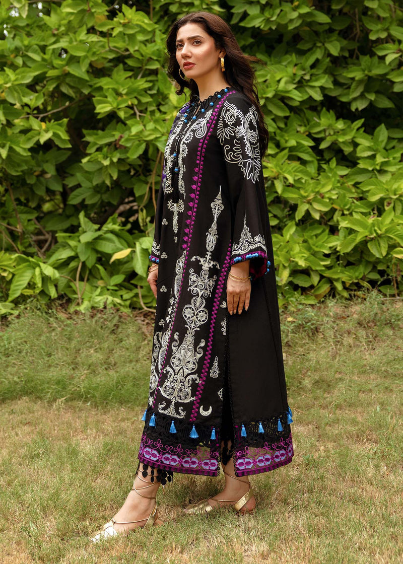 SIRAA BY SADAF-3PC LAWN EMBROIDERED SHIRT WITH MONARK PRINT DUPATTA AND LAWN TROUSER-W.J-1466