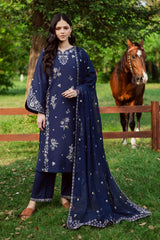 BATIK-3PC DHANAK EMBROIDERED SHIRT WITH CHIFFON EMBROIDERED DUPATTA AND TROUSER-W.J-5029