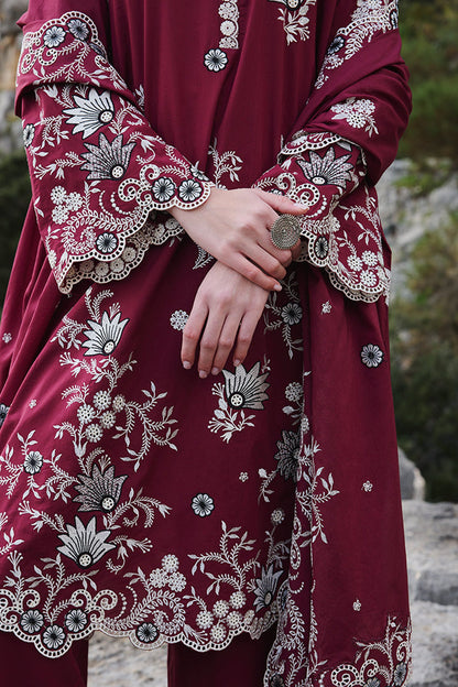 IMAGE-3PC LAWN EMBROIDERED SHIRT WITH MONARK EMBROIDERED DUAPATTA AND TROUSER-W.J-1671