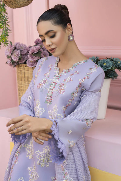 MIRAKHI-3PC LAWN EMBROIDERED SHIRT WITH KHAADI NET EMB DUPATTA & TROUSER-W.J-1764