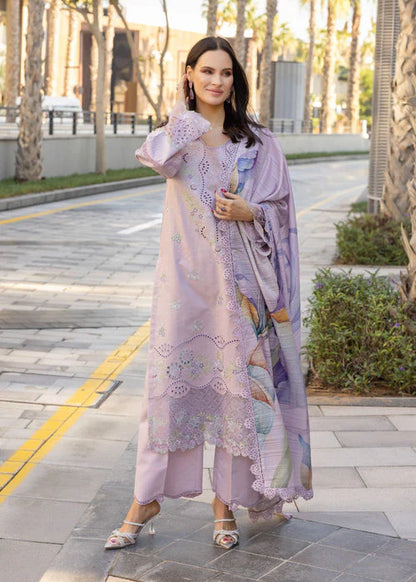 RANG RASIYA-3PC LAWN EMBROIDERED SHIRT WITH MONARK PRINT DUPATTA AND TROUSER-W.J-1656