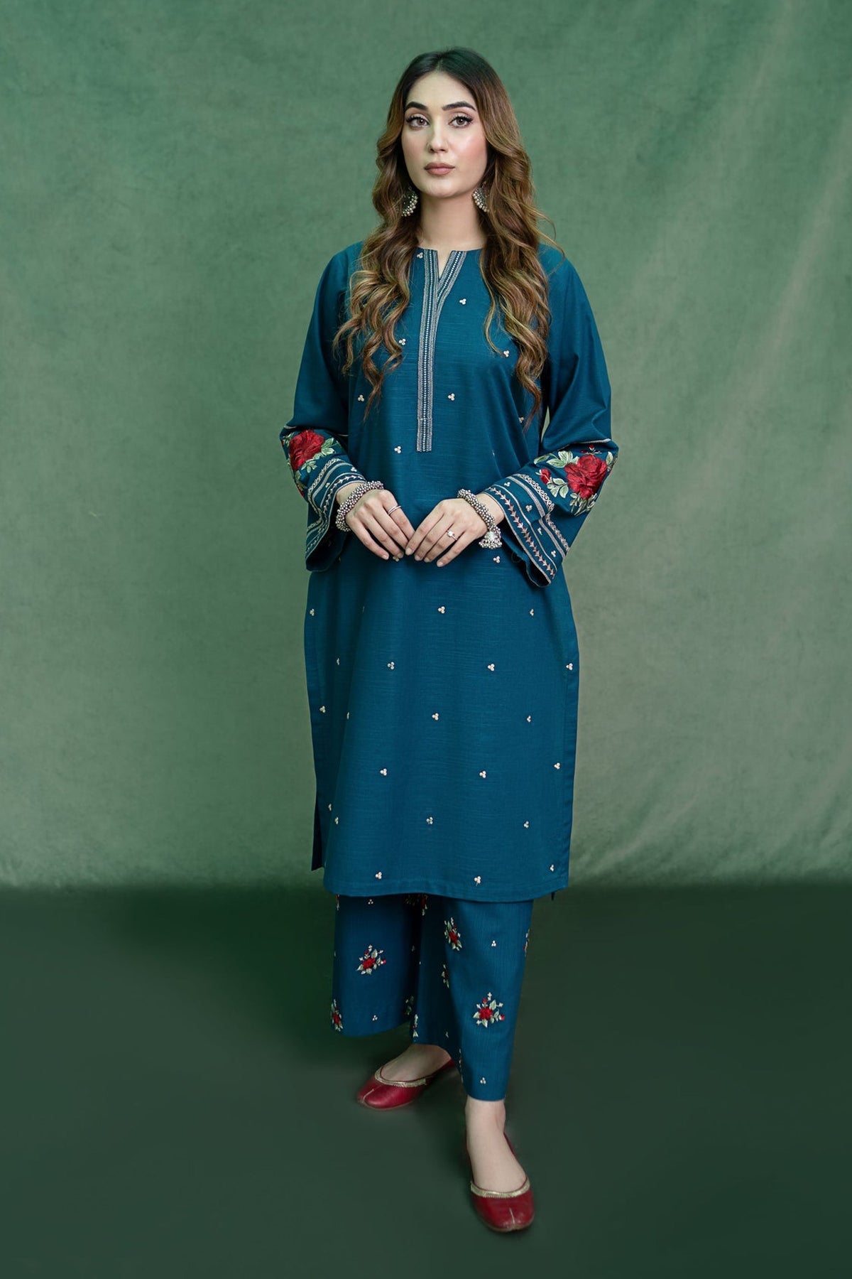 URGE-2PC LAWN EMBROIDRED SHIRT WITH AND EMBROIDRED TROUSER-W.J-1509