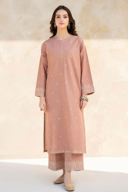 JAZMIN-2PC DHANAK EMBROIDERED SHIRT WITH DHANAK EMBROIDRED TROUSER-W.J-1064