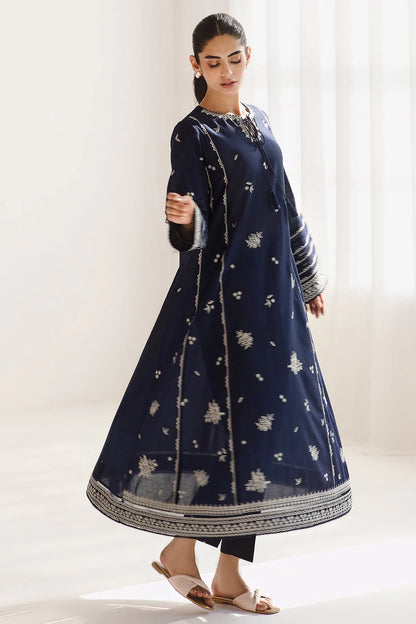 JAZMIN-3PC DHANAK SEQUENCE EMBROIDERED SHIRT WITH COUTRAI PRINTED SHAWL & DHANAK TOUSER-W.J-1831