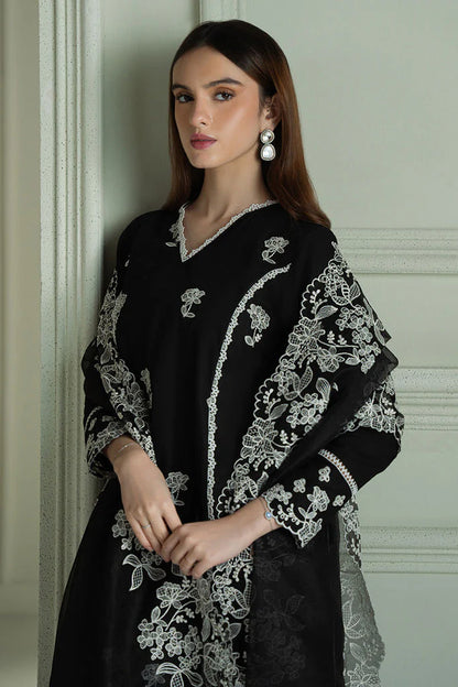 CROSS STITCH-3PC LAWN EMBROIDERED SHIRT WITH KHAADI NET EMBROIDRERD DUPATTA & TROUSER-W.J-1739