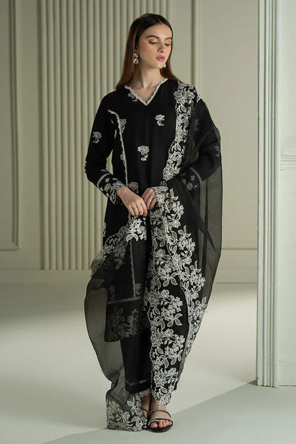 CROSS STITCH-3PC LAWN EMBROIDERED SHIRT WITH KHAADI NET EMBROIDRERD DUPATTA & TROUSER-W.J-1739