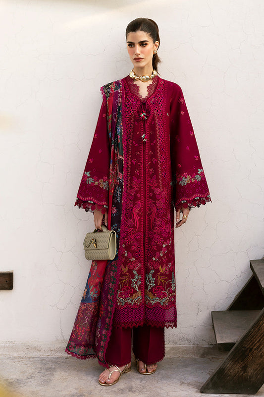 REPUBLIC-3PC DHANAK EMBROIDERED SHIRT WITH COURTRAI PRINTED SHAWL & DHANAK TOUSER-W.J-2024