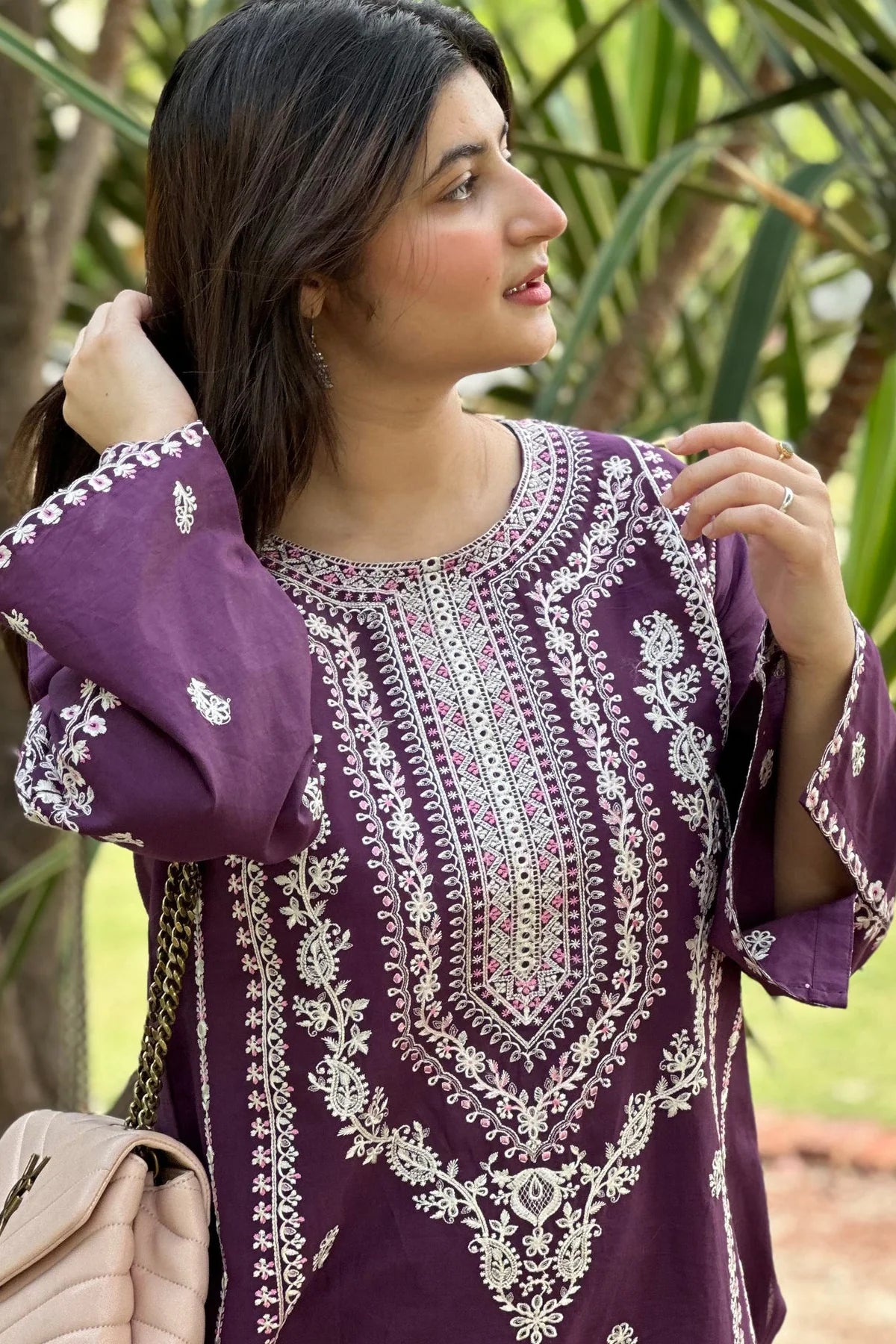 URGE-2PC DHANAK EMBROIDRED SHIRT WITH AND EMBROIDRED TROUSER-W.J-1061