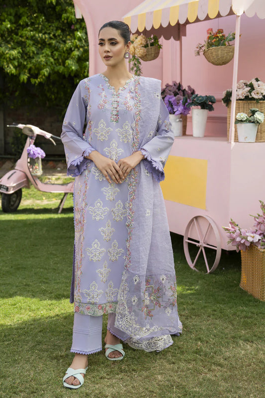 MIRAKHI-3PC LAWN EMBROIDERED SHIRT WITH KHAADI NET EMB DUPATTA & TROUSER-W.J-1764