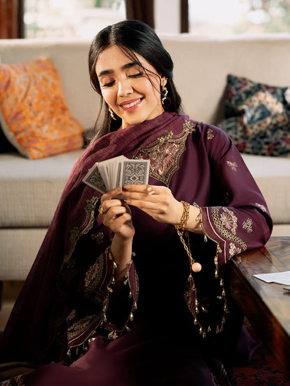 RANG RASIYA-3PC LAWN EMBROIDERED SHIRT WITH ORGANZA EMBROIDERED DUPATTA & TROUSER-W.J-1737