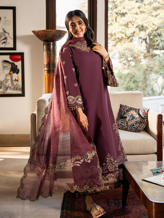 RANG RASIYA-3PC LAWN EMBROIDERED SHIRT WITH ORGANZA EMBROIDERED DUPATTA & TROUSER-W.J-1737
