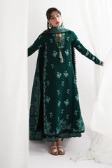 GARNET-3PC DHANAK EMBROIDERED SHIRT WITH DHANAK EMBROIDERED SHAWL & EMB TROUSER-W.J-5009