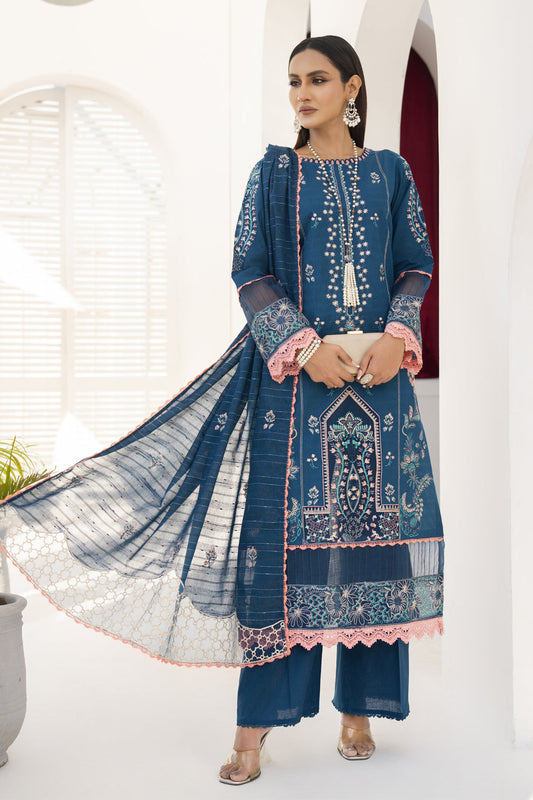 WearJora-3PC LAWN EMBROIDERED SHIRT WITH LAWN EMBROIDERED READY TO WEAR DUPATTA-W.J-1617