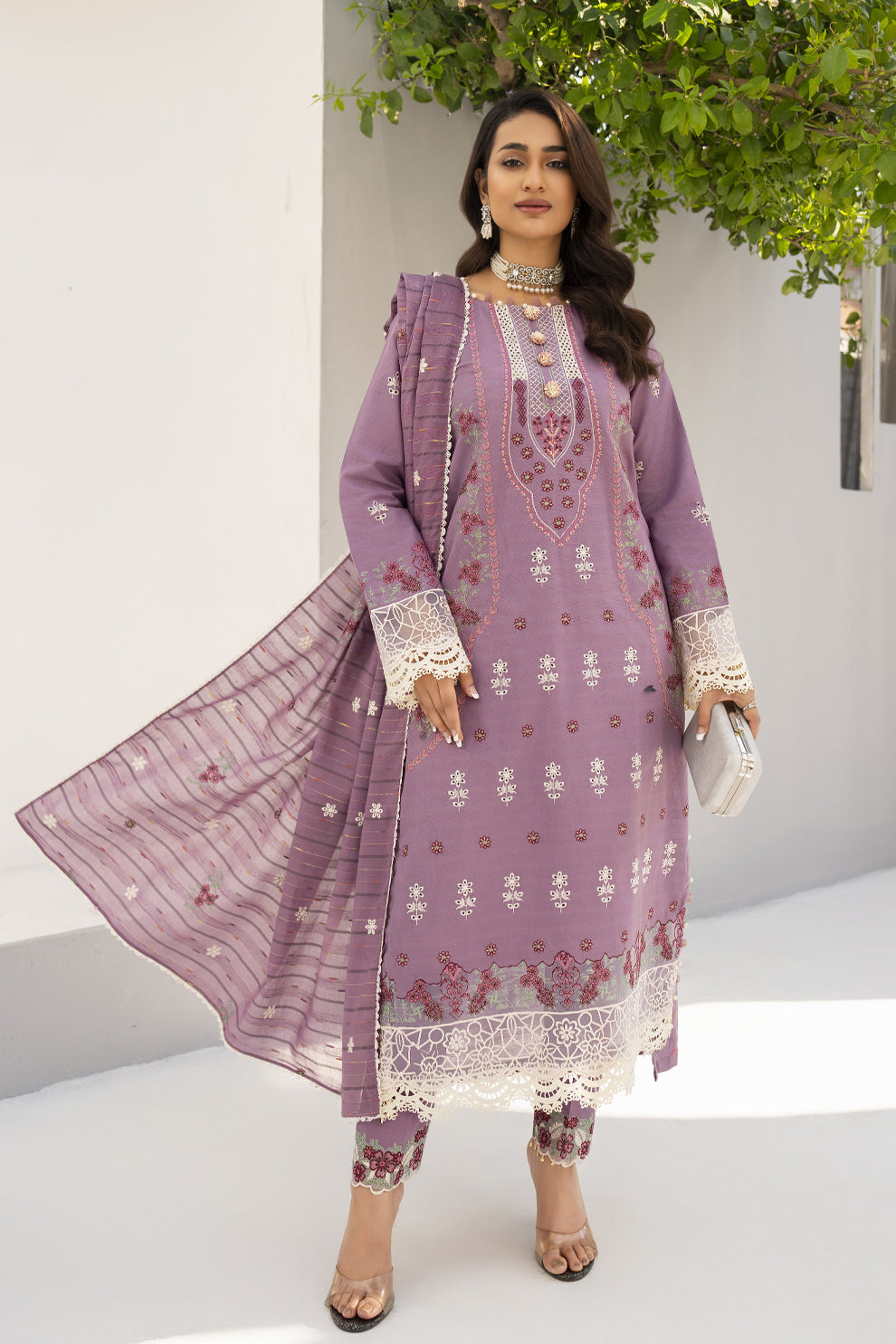 WearJora-3PC LAWN EMBROIDERED SHIRT WITH LAWN EMBROIDERED READY TO WEAR DUPATTA-W.J-1614