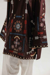 ETHNC-2PC DHANAK EMBROIDERED SHIRT WITH DHANAK EMBROIDERED TROUSER-W.J-15116