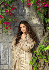 ELAF-3PC DHANAK CHIKAN EMBROIDERED SHIRT WITH WOOL PRINTED EMB SHAWL AND TROUSER-W.J-5101